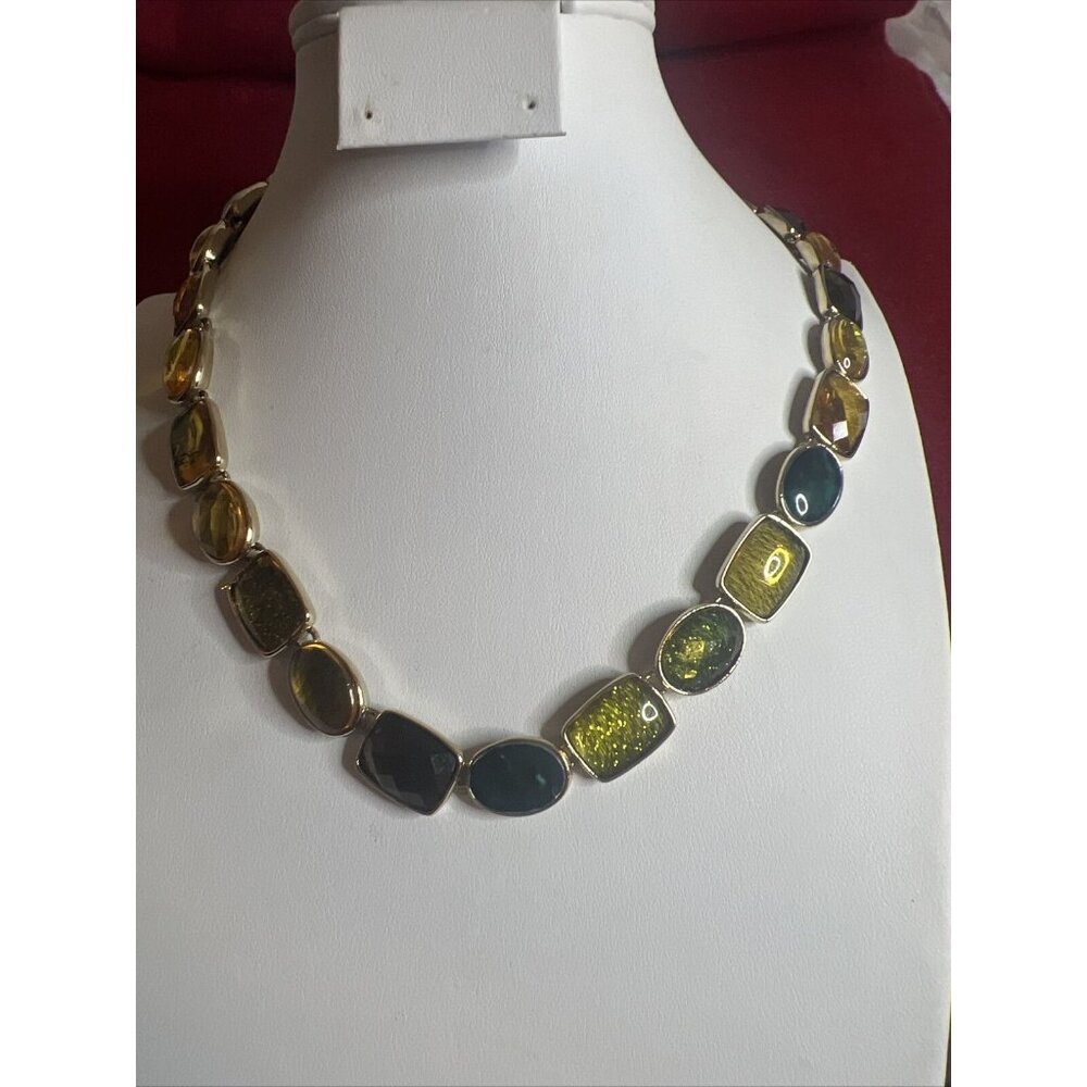 LC Necklace green silver tone‎ unique